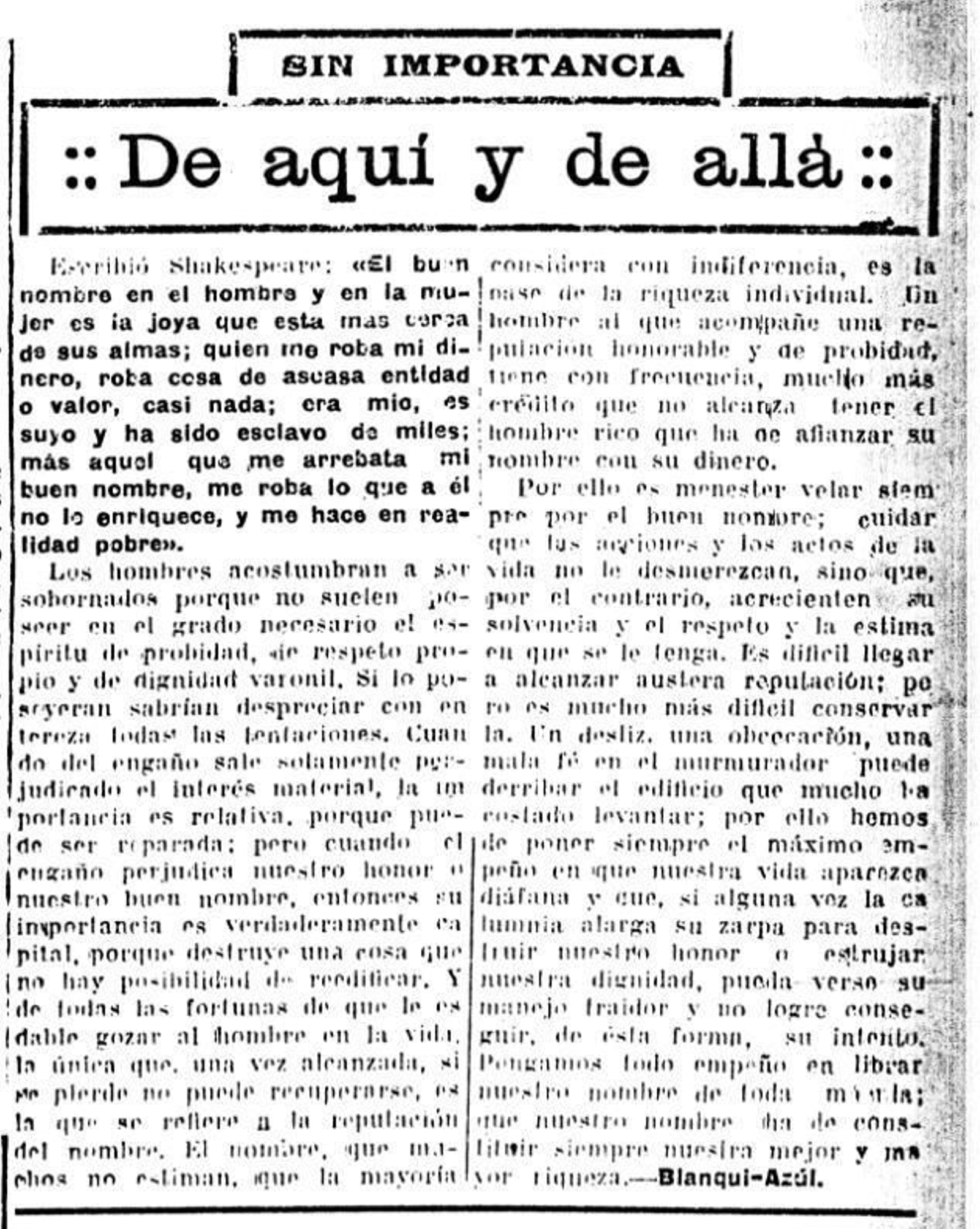 Diario de Huelva, 23 de noviembre de 1930.