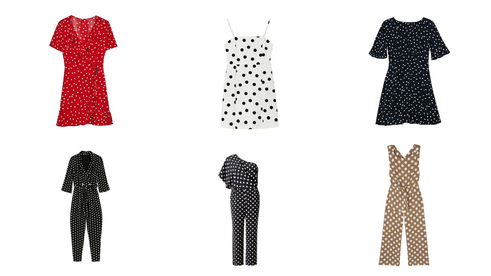 Fila superior: Bershka. Fila inferior (de izquierda a derecha): Bershka, Violeta by Mango, Uterqüe