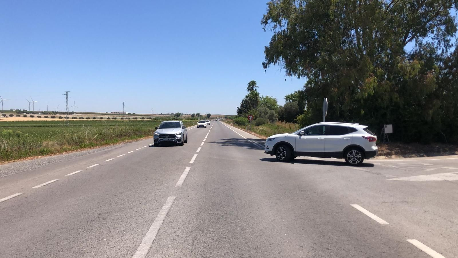 Un tramo de la carretera Jerez-Rota.