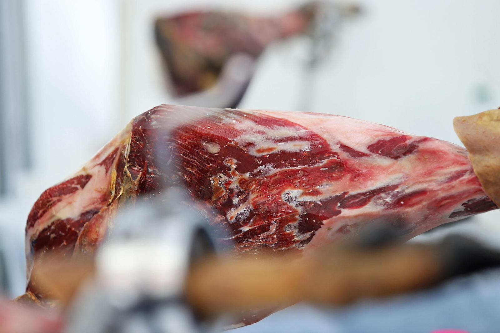 Imágenes del inicio del intento de conseguir el récord Guinnes de cortar jamón en Huelva