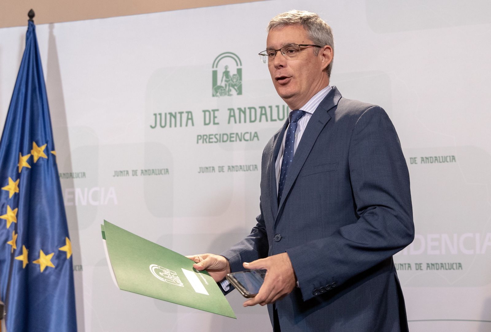 El portavoz del Gobierno en funciones, Juan Carlos Blanco, en el Palacio de San Telmo.