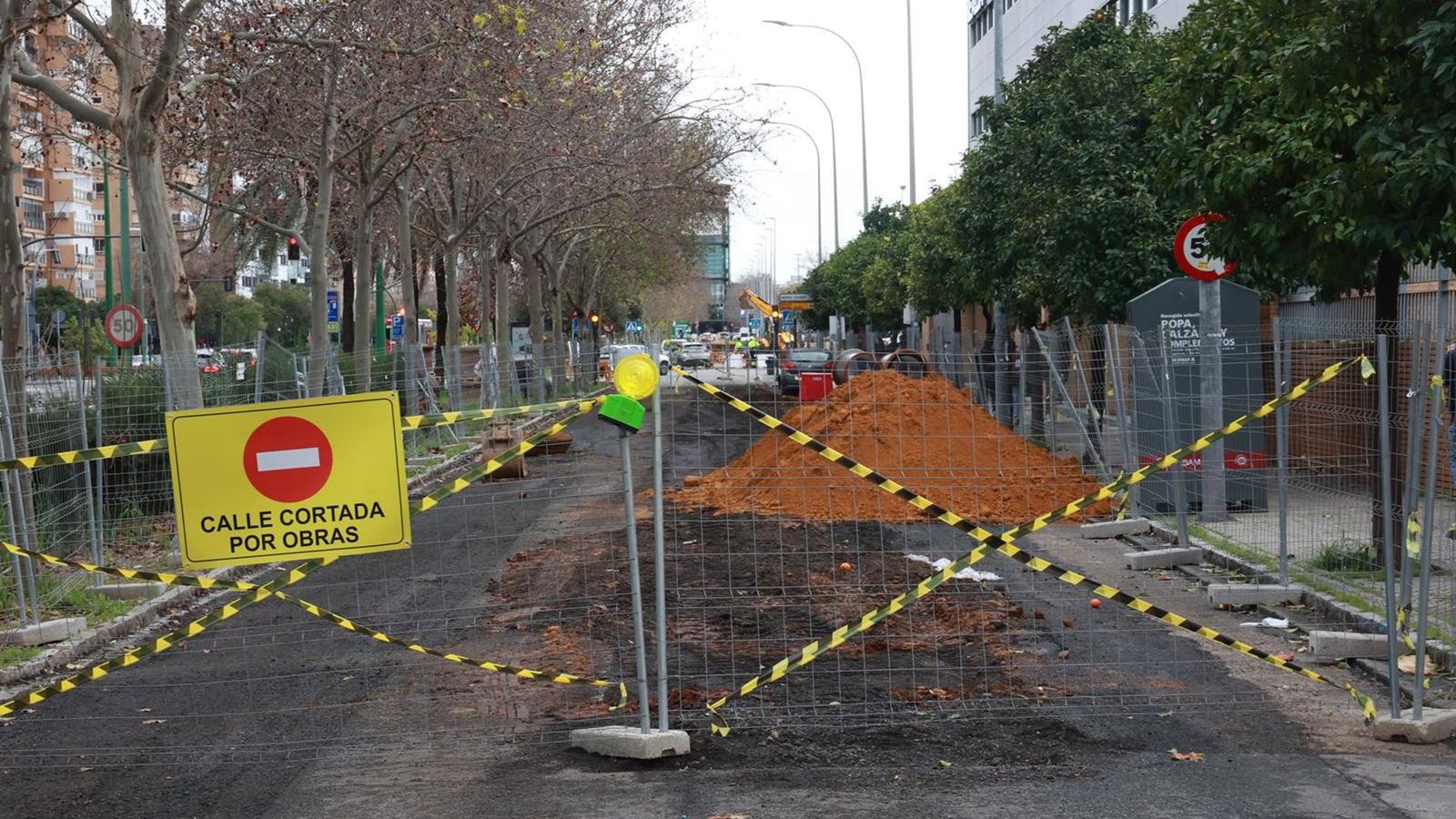 Situación de la vía de servicio de la avenida Kansas City en Sevilla