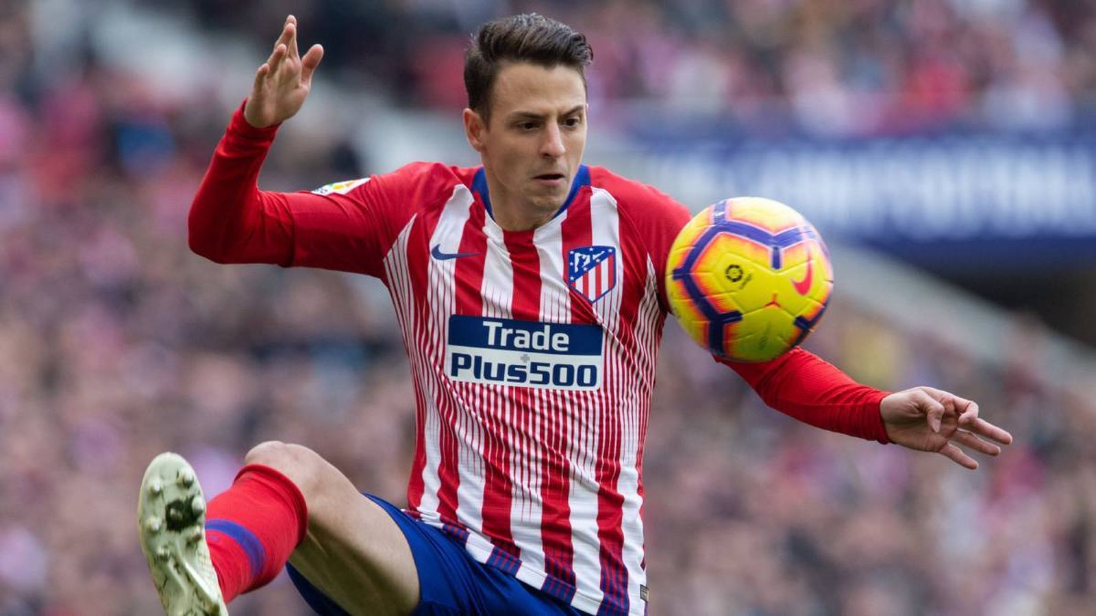 Arias, en un partido con el Atlético de Madrid