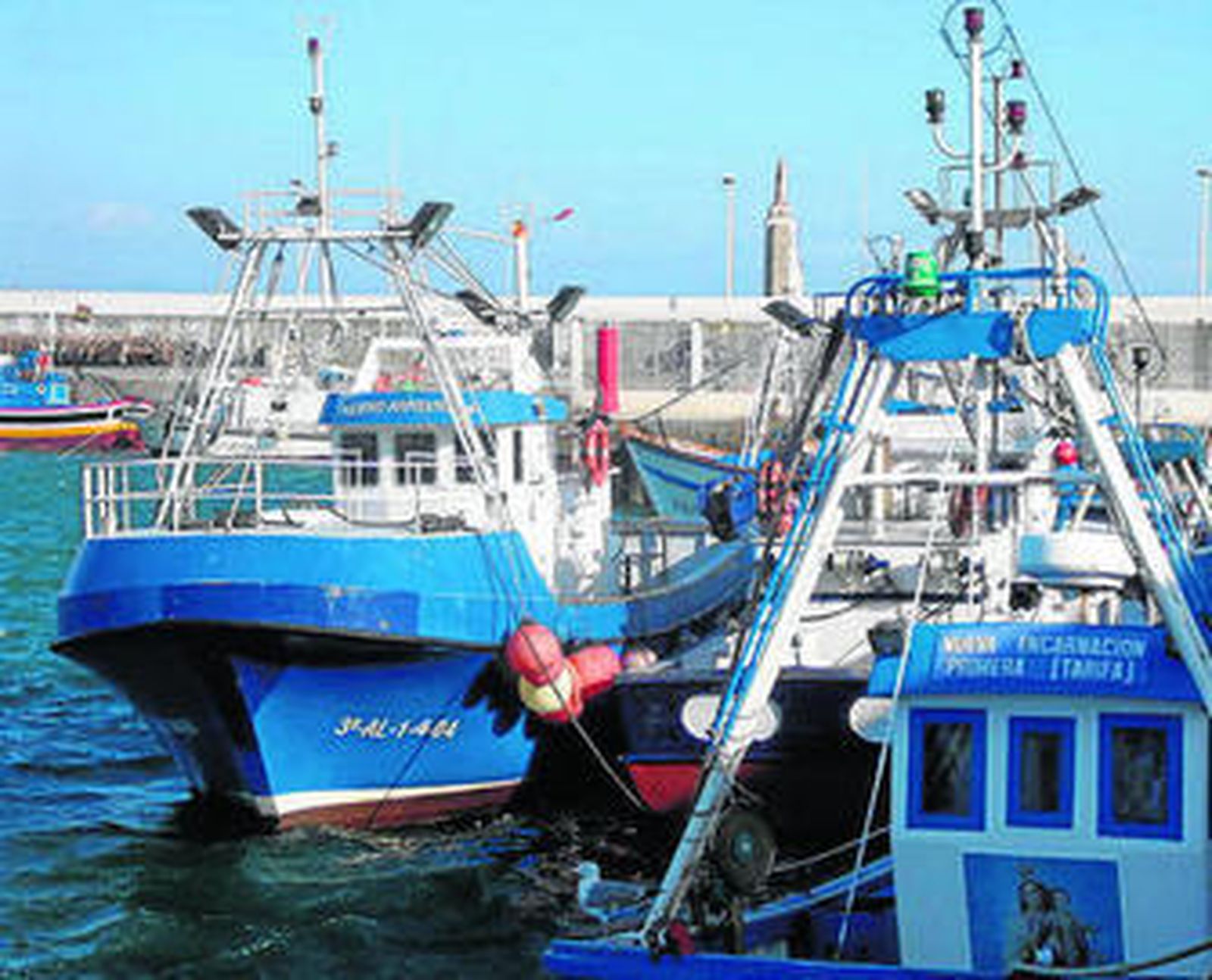 Barcos de la flota voracera atracados en Tarifa, en foto de archivo.