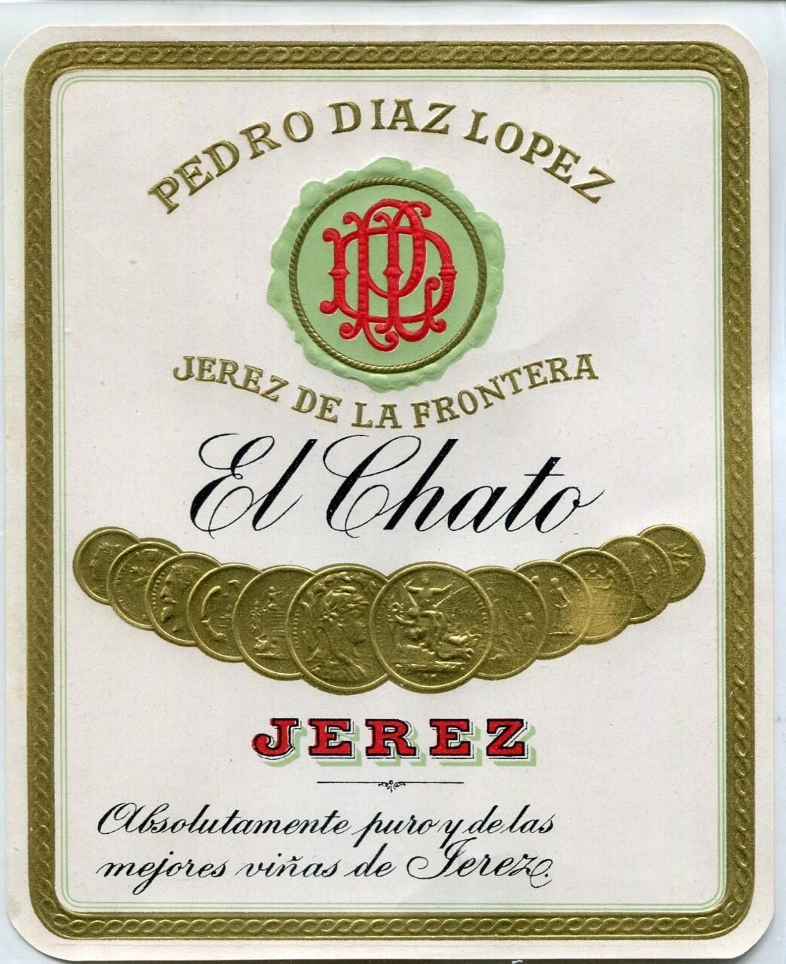 Etiqueta de Pedro Díaz López.