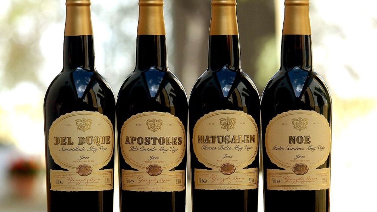 Gama de jereces VORS de González Byass con tres de los vinos premiados en el concurso.