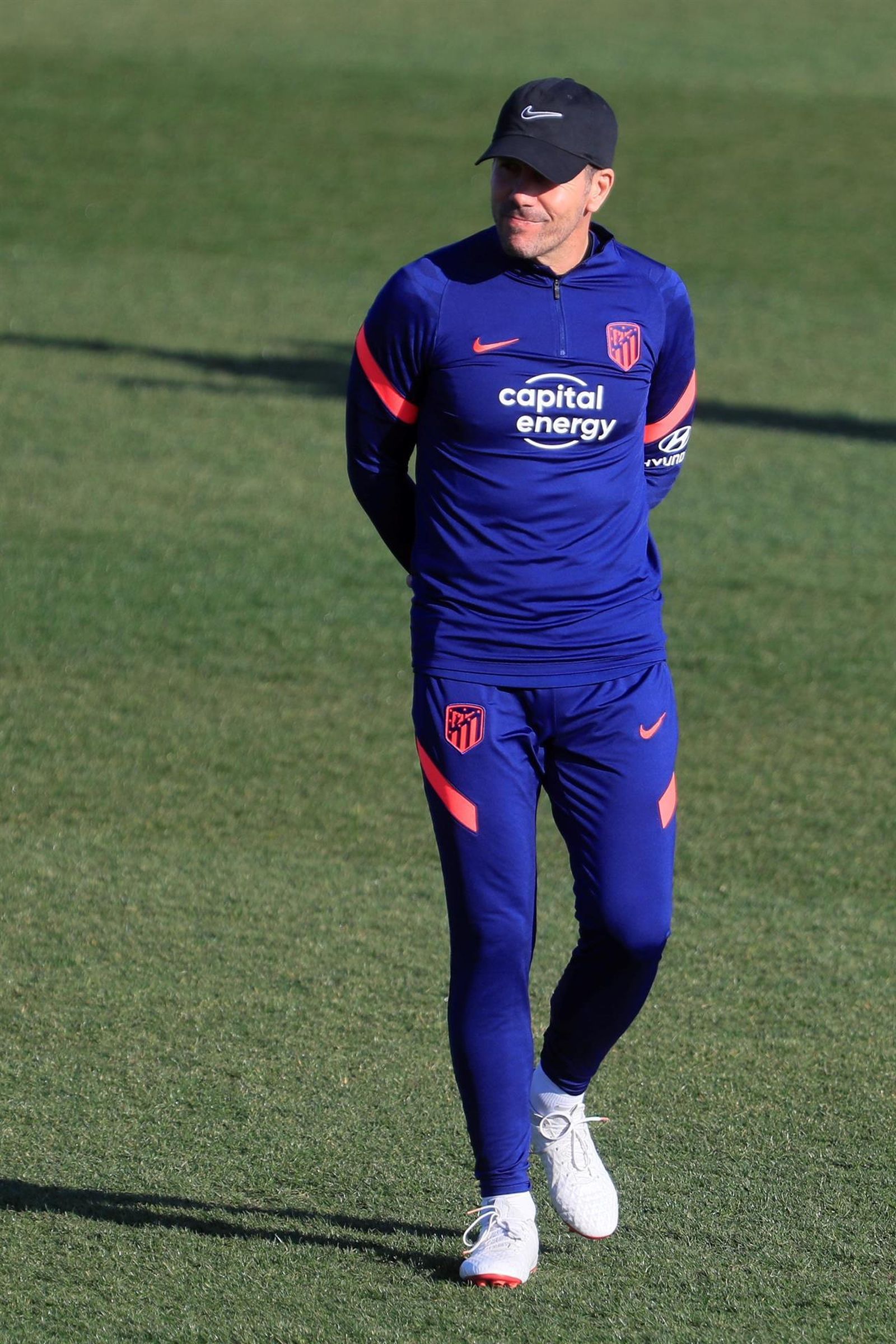 Simeone, durante un entrenamiento del Atlético de Madrid.