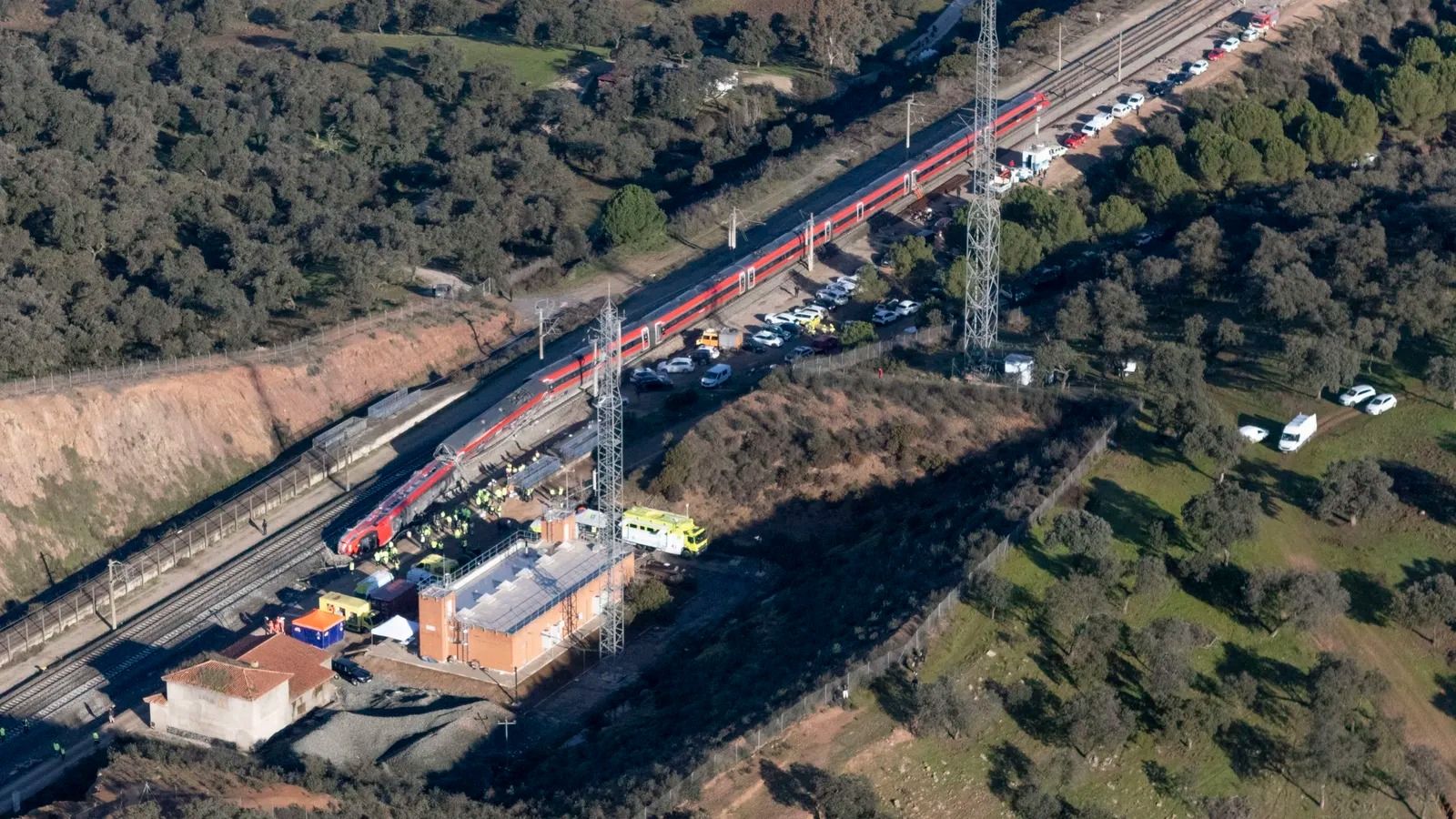 Imagen aérea del accidente ferroviario de Adamuz