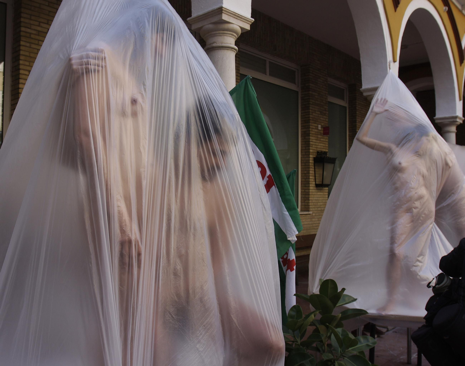 Modelos de Bellas Artes durante una huelga.