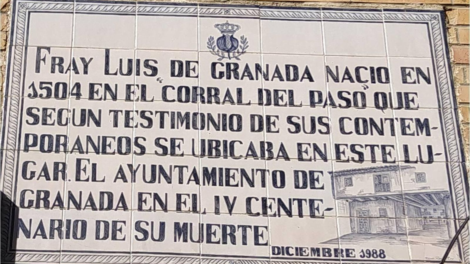 Placa lugar de nacimiento en la Calle Molinos