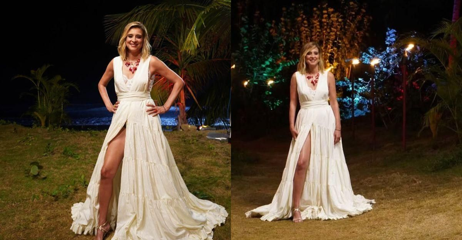 Sandra Barneda con el diseño de Jona Camacho, de la marca 'De los Aires'.