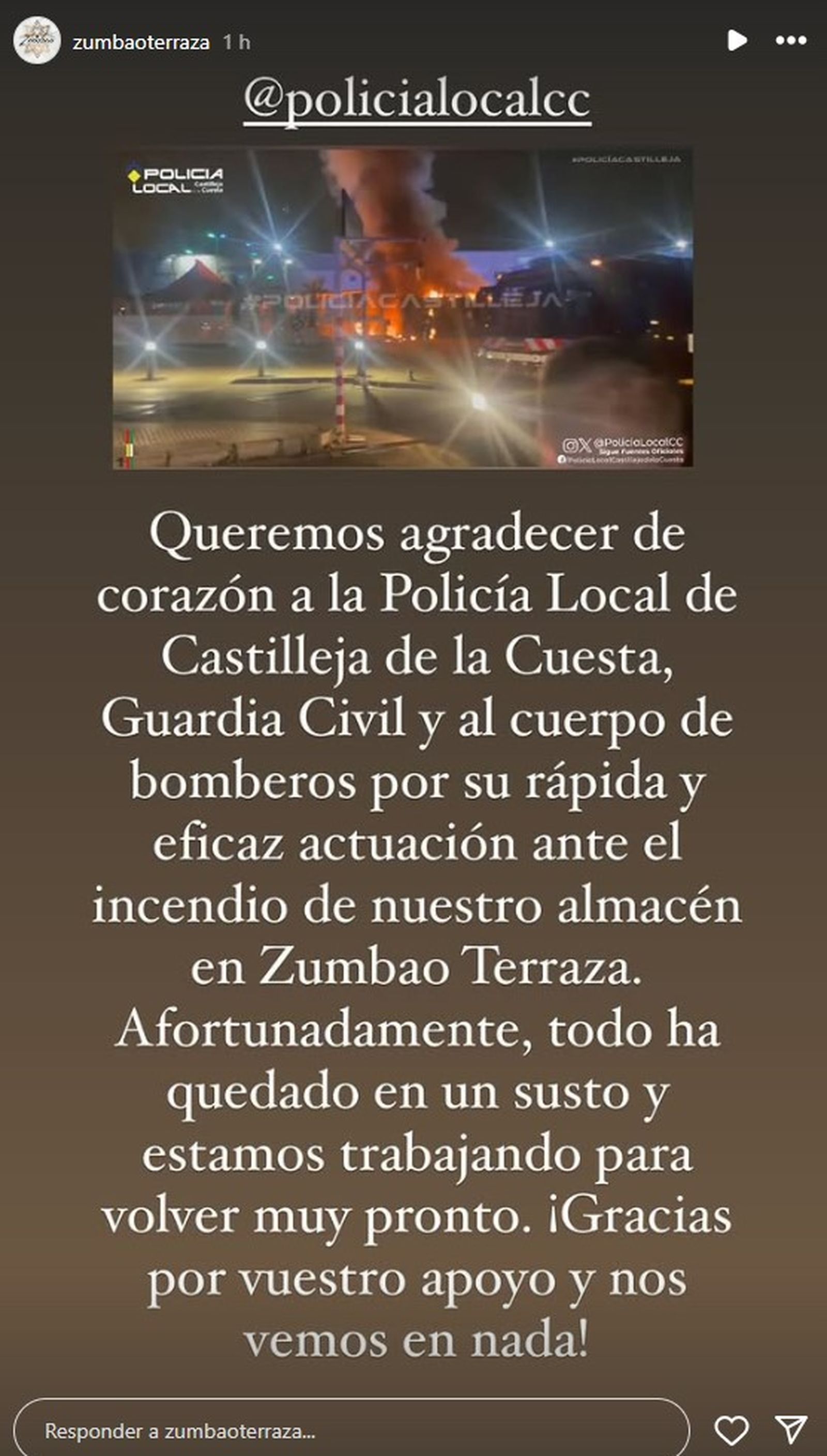 Comunicado en redes sociales del bar Zumbao