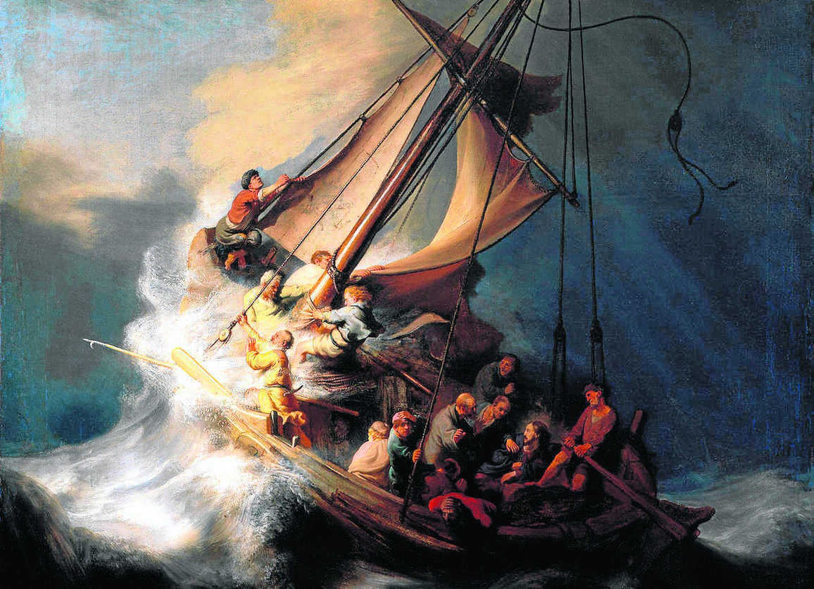 Detalle de  'La tormenta en  el mar de  Galilea', de  Rembrandt , una de  las obras sustraídas.