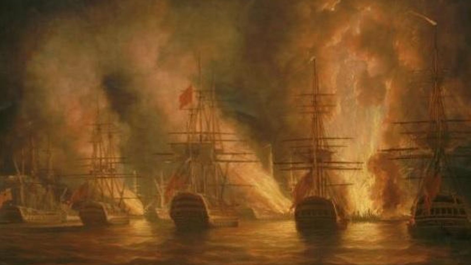 Incendio de la Escuadra Española de Apodaca en la Isla de Trinidad en 1797.