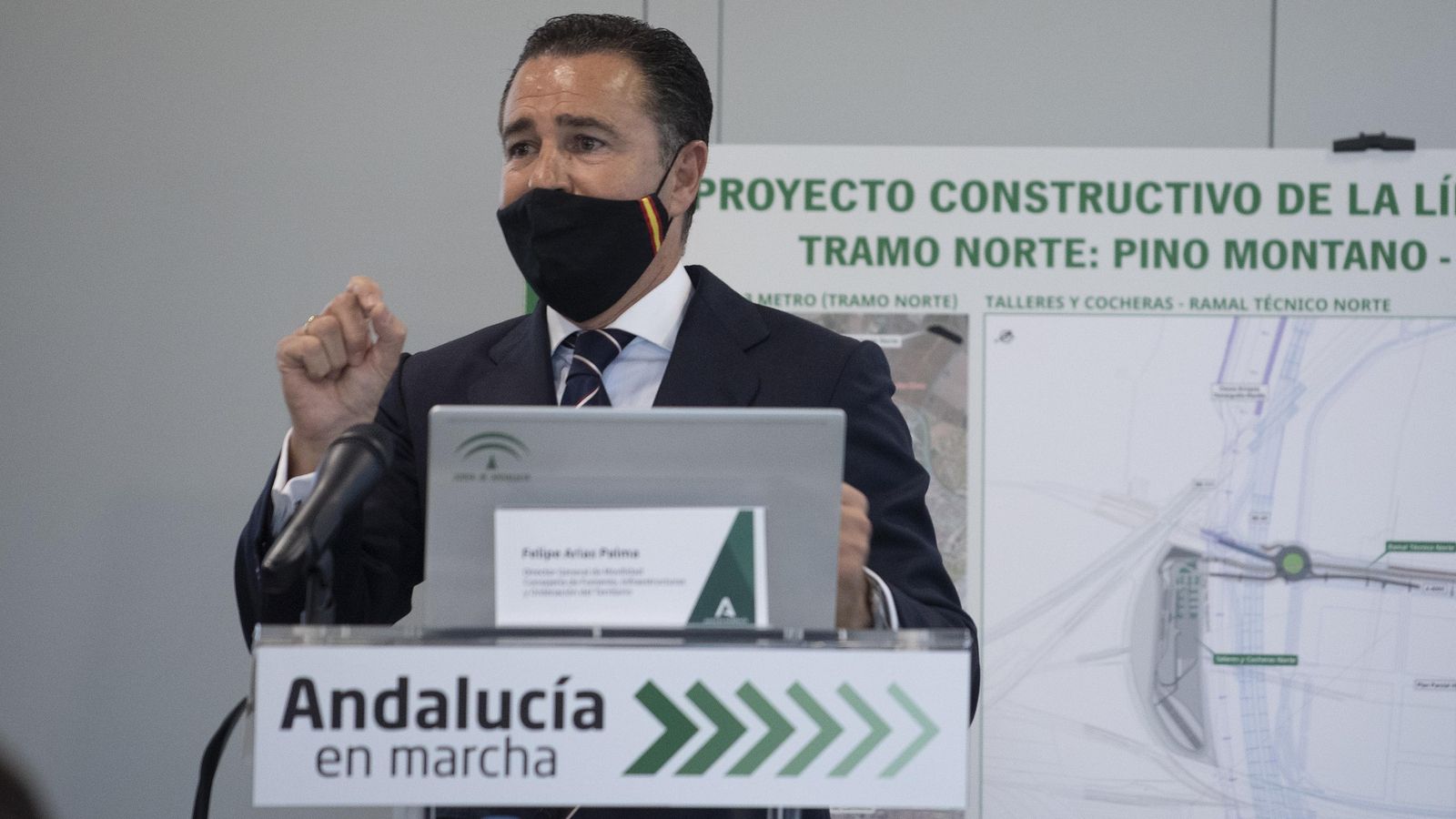 El director general de Movilidad de la Junta, Felipe Arias, en la explicación del nuevo proyecto del tramo Norte.