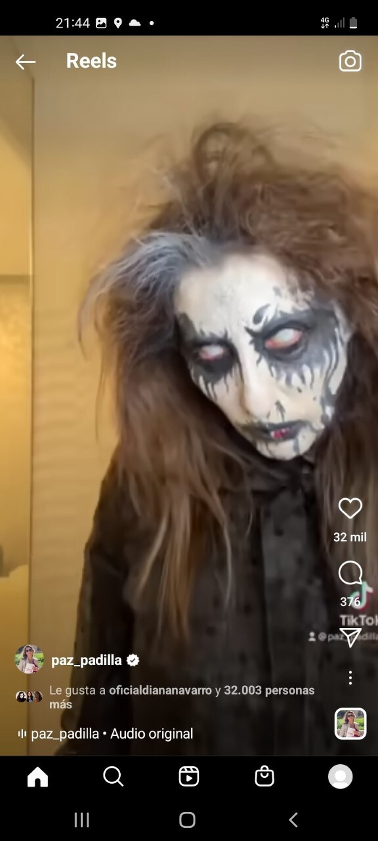 Paz Padilla en su disfraz de Halloween