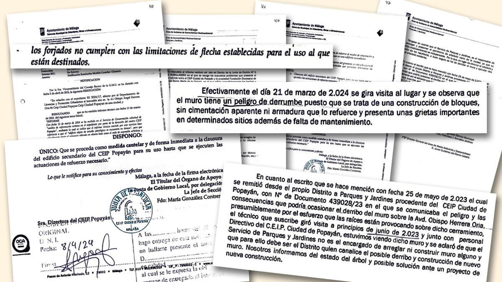 Informes sobre el peligro de derrumbe en el colegio. Informes sobre el peligro de derrumbe en el colegio.