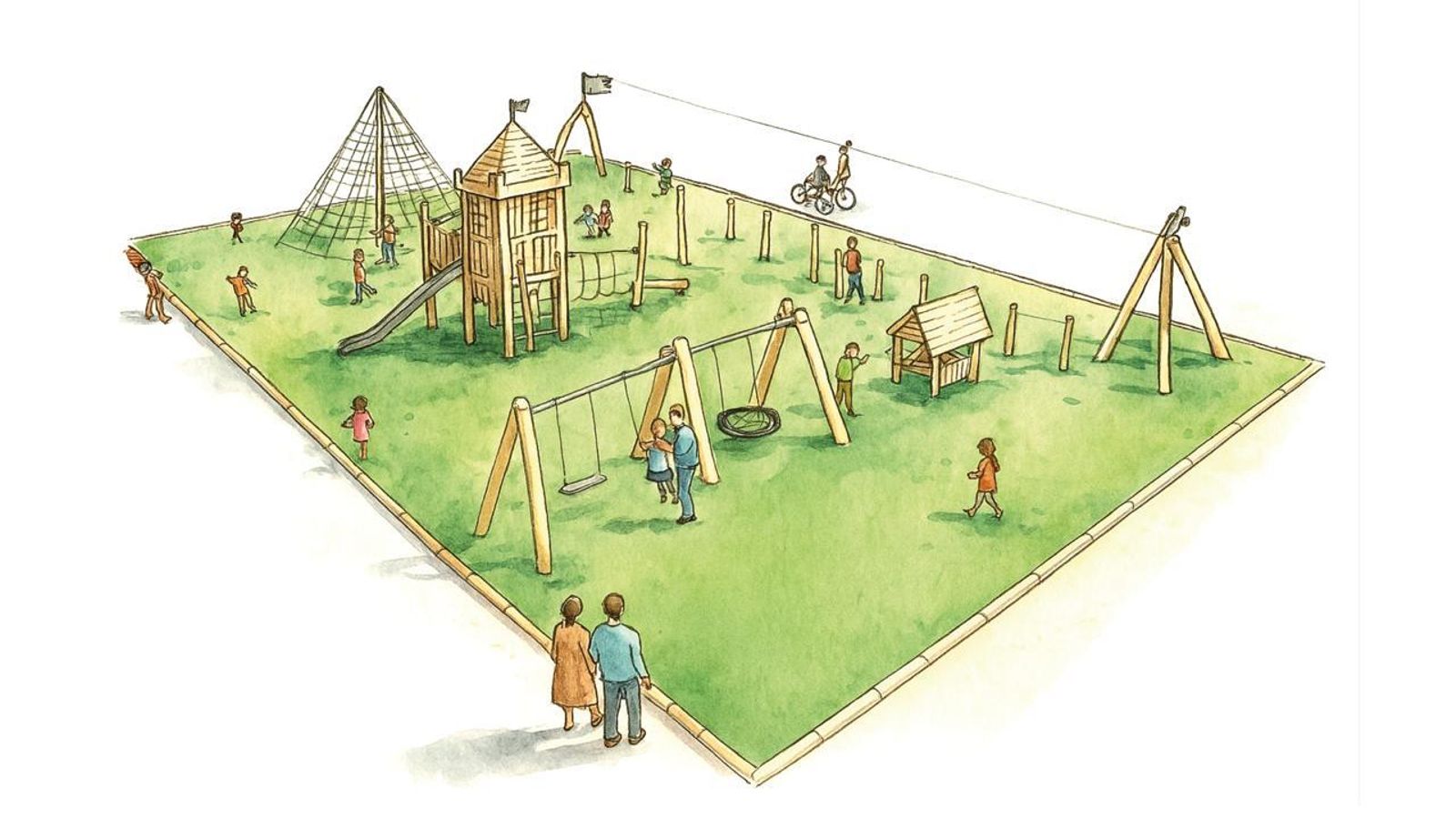 La imagen mostrada de la zona de juegos que se instalará en el foso del Pelícano.