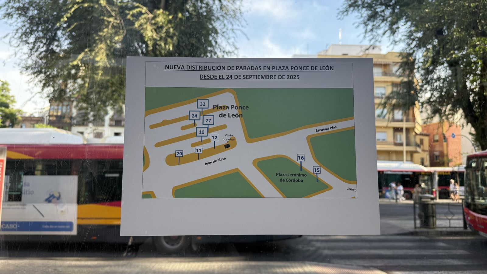 Mapa de las disposición de las nuevas paradas en Ponce de León