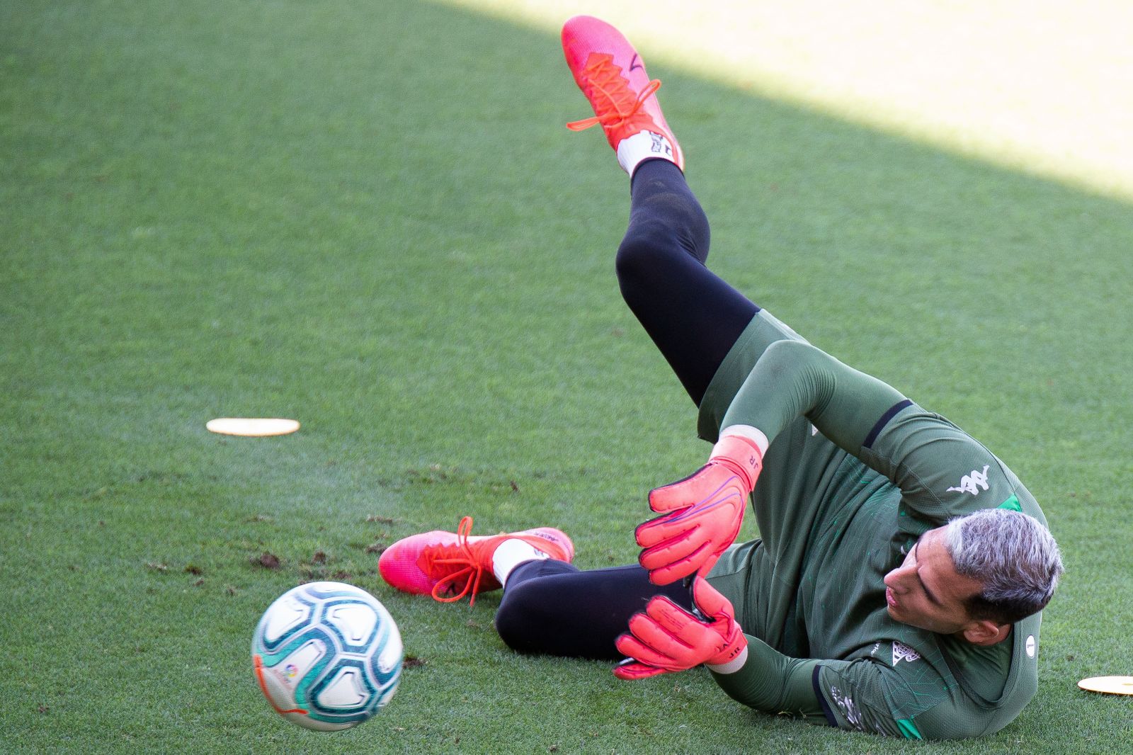 Joel, en el entrenamiento de ayer.