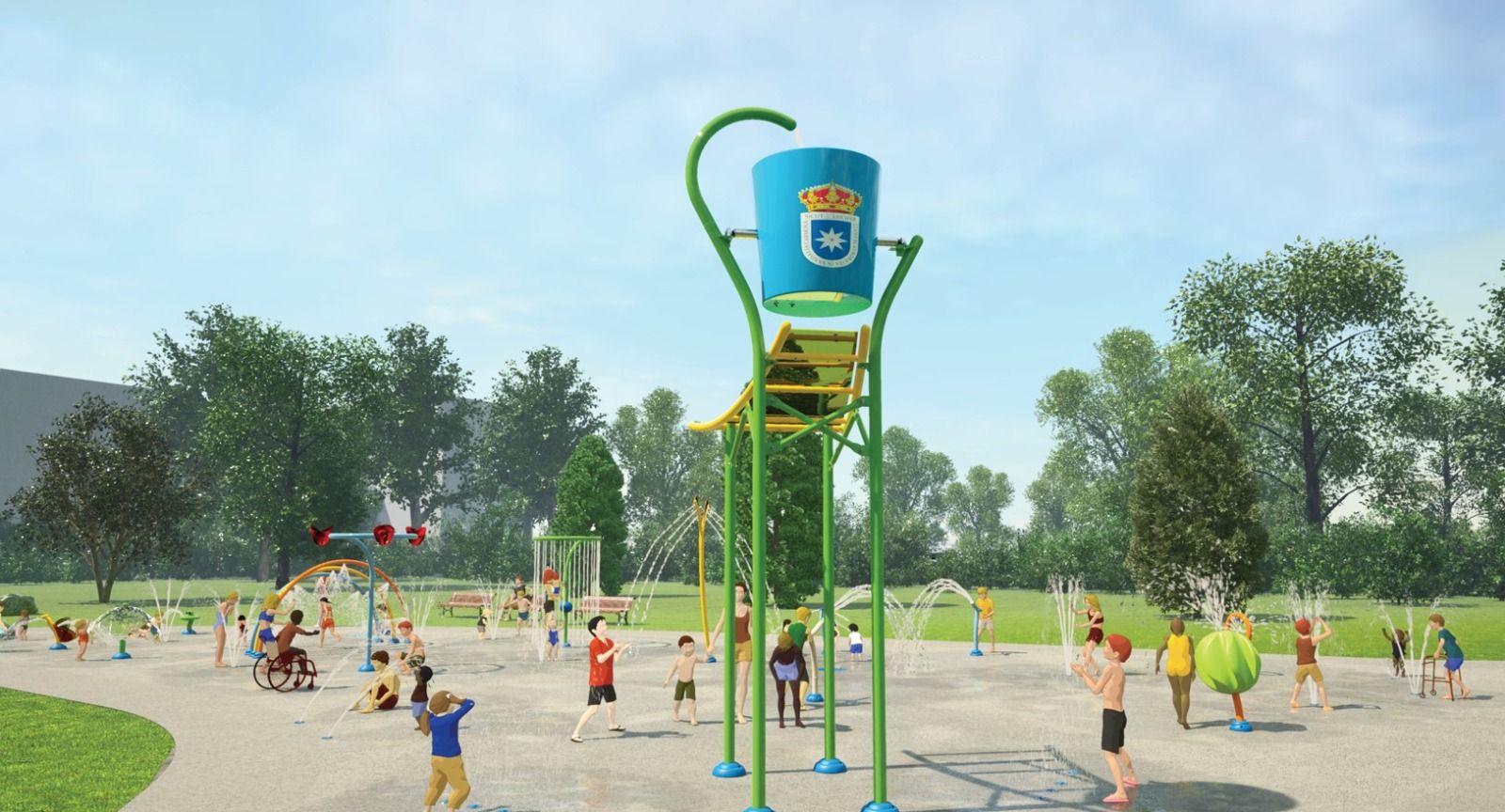 Recreación del proyecto del parque de agua en la Ciudad de los Niños de Carmona.