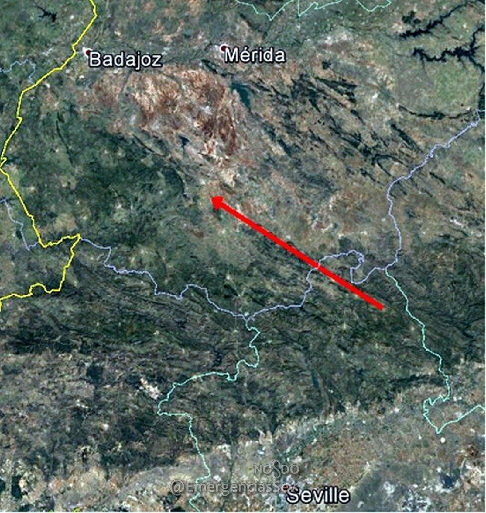 La trayectoria del bólido.