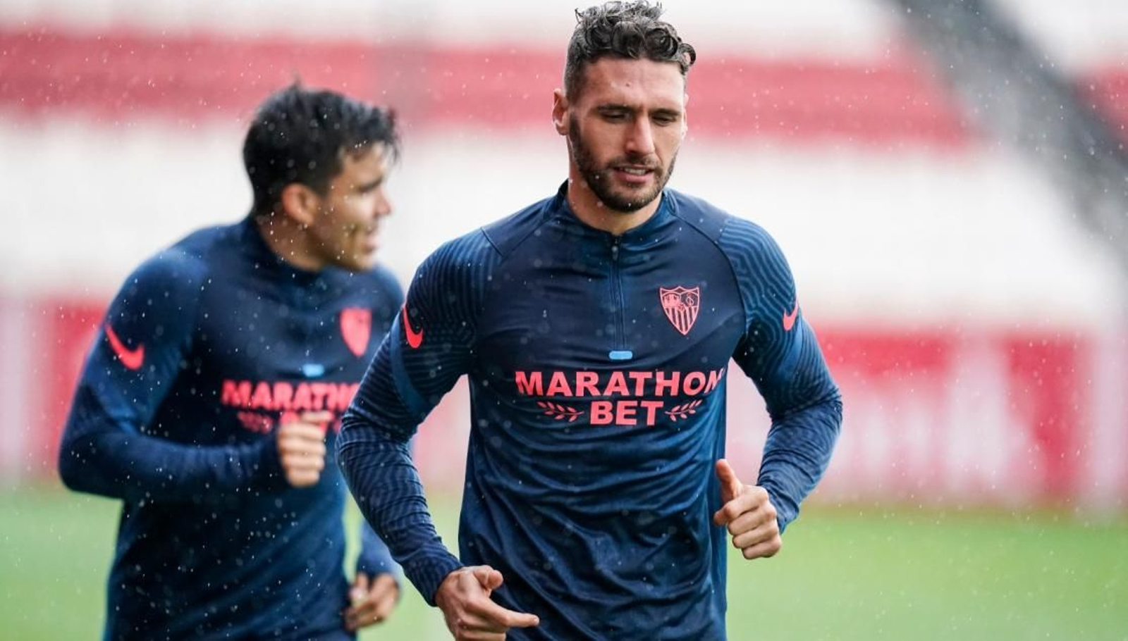 Sergi Gómez, entrenándose este jueves.