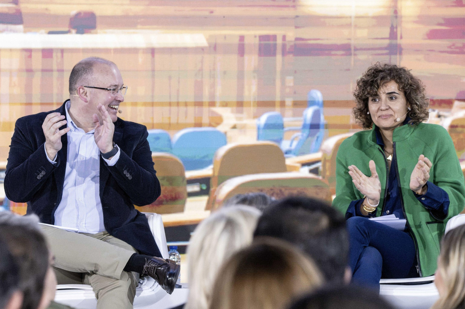 La portavoz del PPE en el PE, Dolors Monserrat y el portavoz del Grupo en el Congreso, Miguel Tellado.