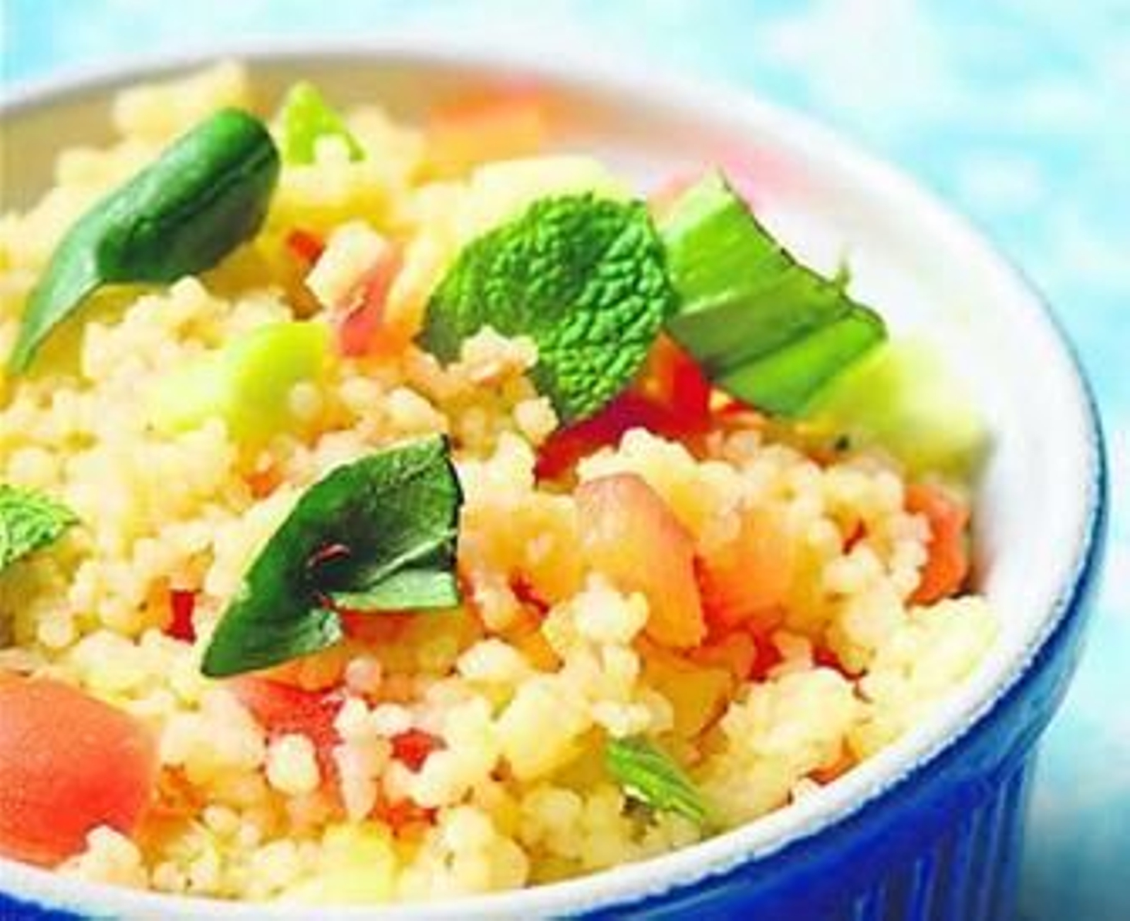 Un detalle de un plato de tabulé de cuscus.