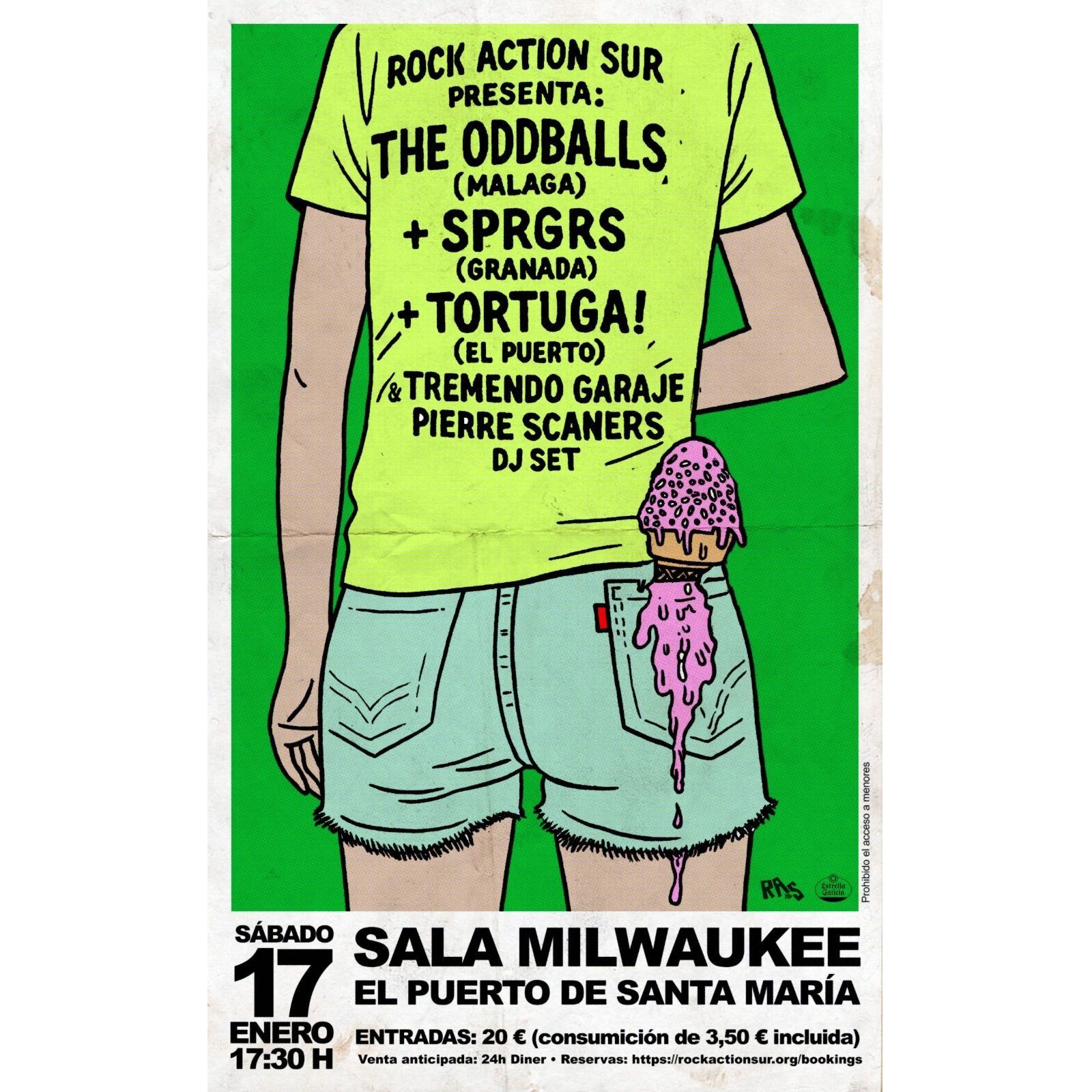 Cartel de la primera fiesta de Rock Acion Sur en 2026 en la sala Milwaukee
