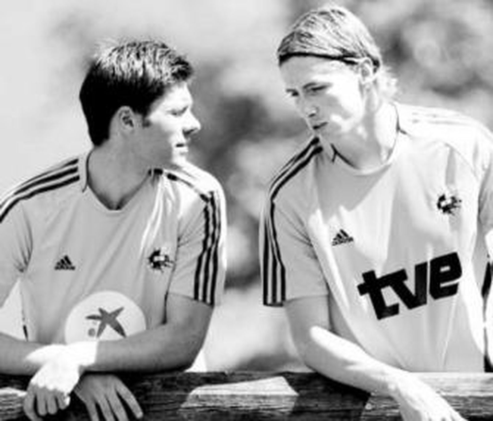 Xabi Alonso y Fernando Torres dialogan.