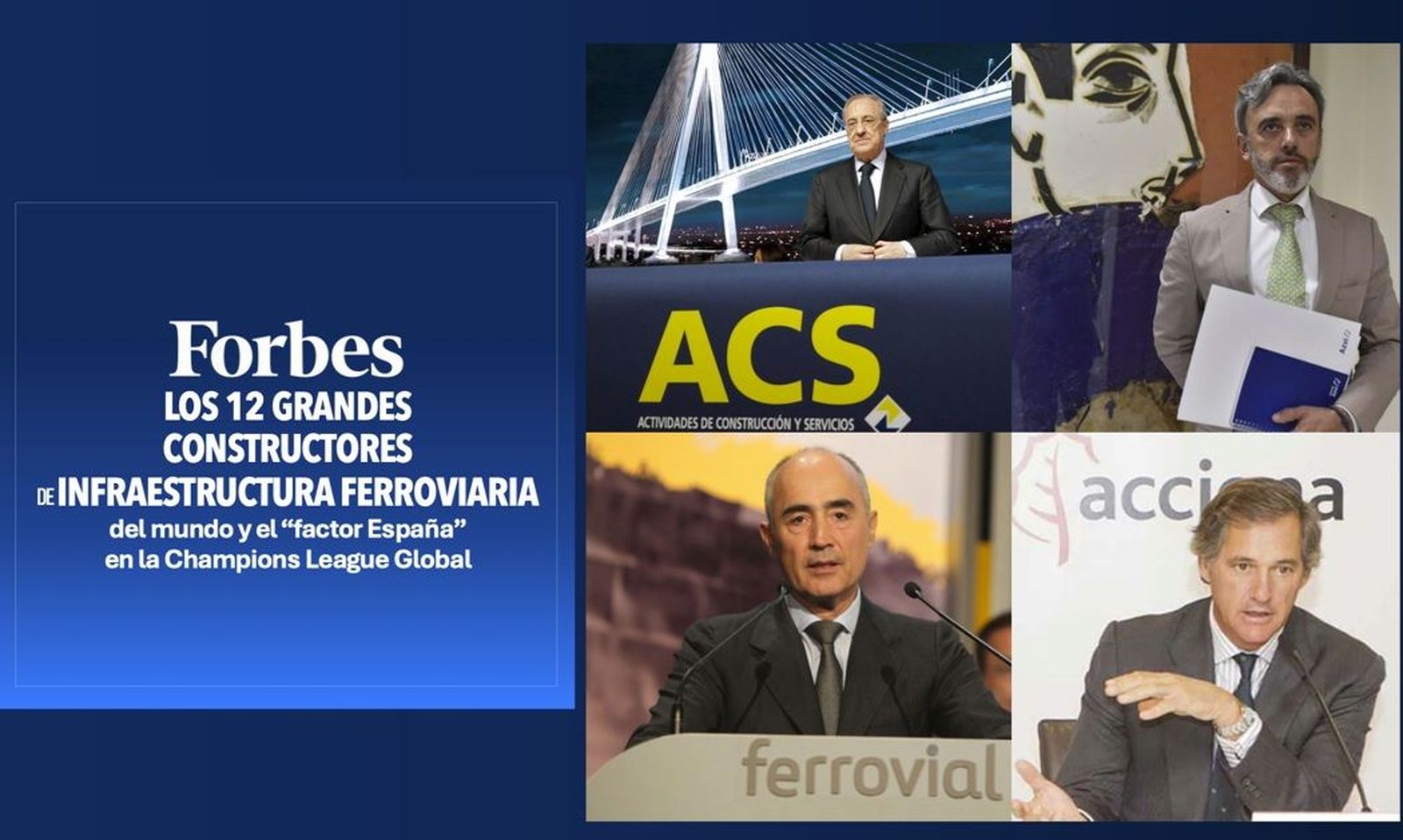 Cartel de Forbes y las empresas ACS, Azvi, Ferrovial y Acciona.
