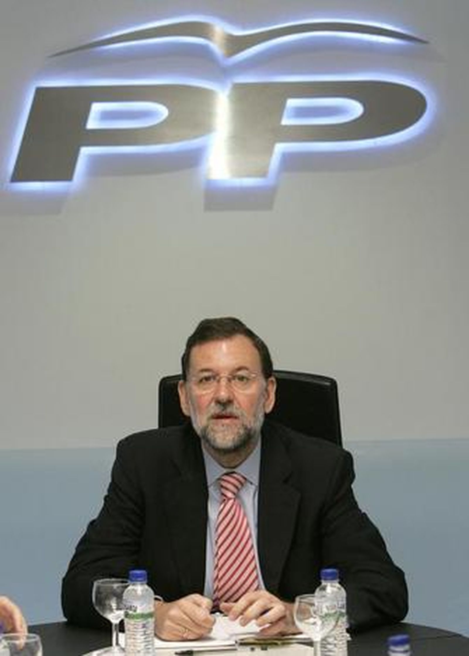 Rajoy, en unos de los despachos de la sede del PP durante una reciente reunión interna de su partido.