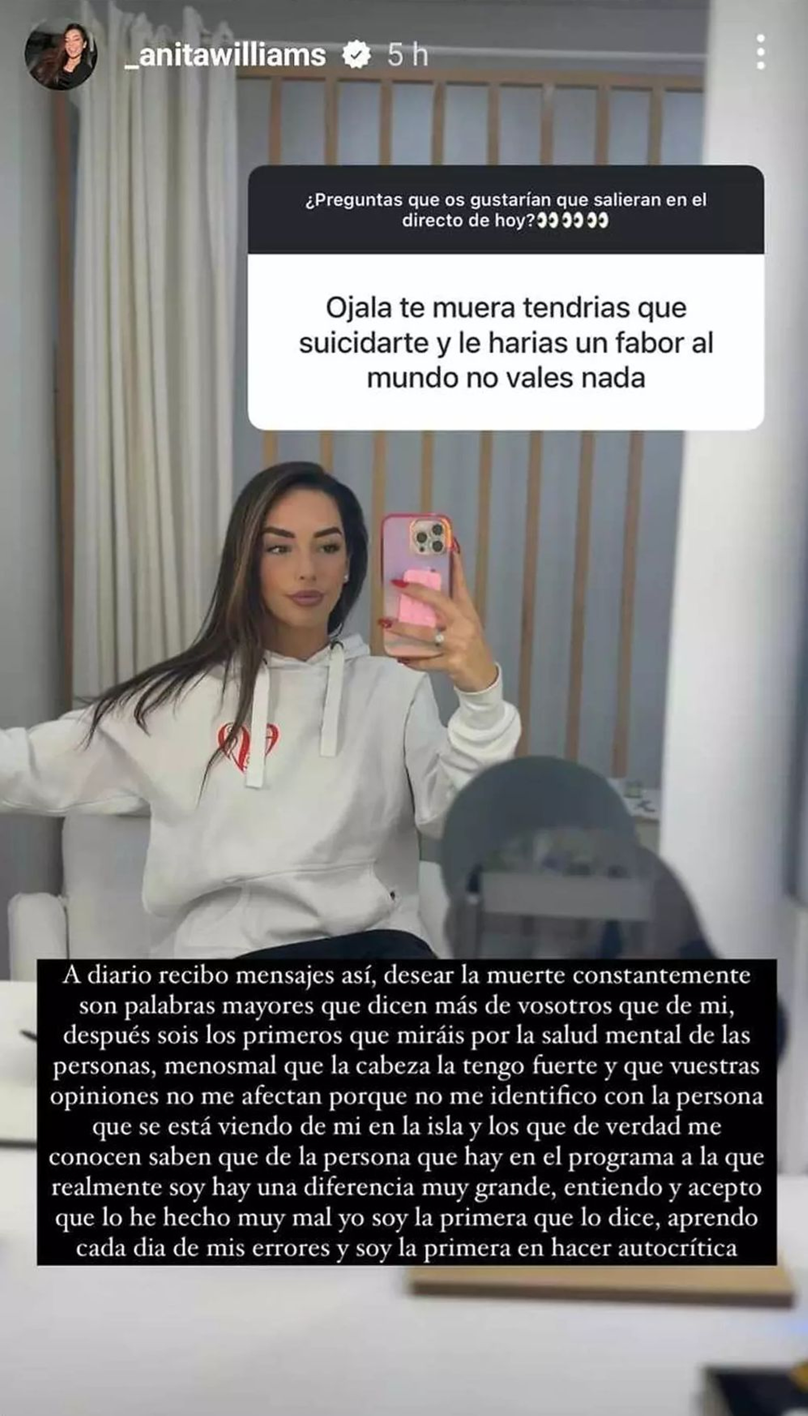 Historia de Anita en Instagram