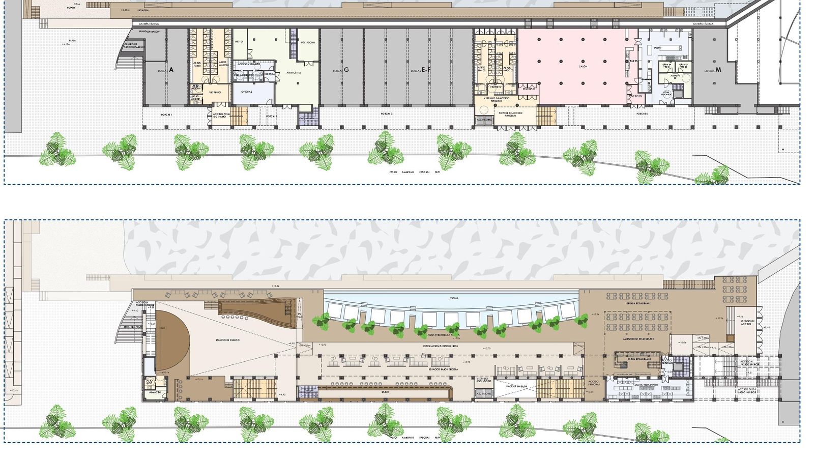 Planos de las dos plantas del 'beach club' de la Punta de San Felipe, cedidos por el estudio La Consulta Arquitectos.