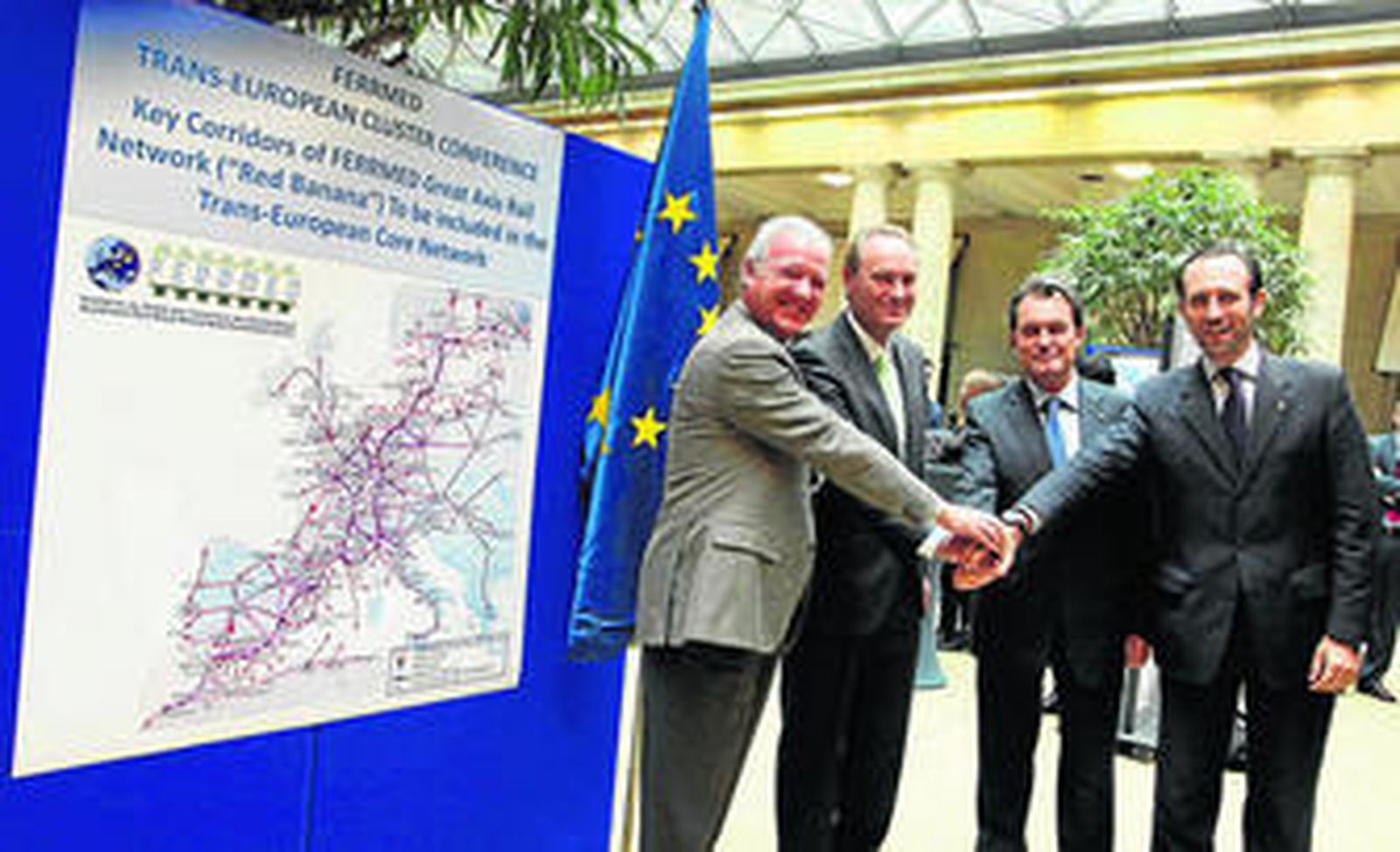 Mas, Fabra, Valcárcel y Bauzá, en la reunión que tuvo lugar en Bruselas el pasado mes de septiembre.