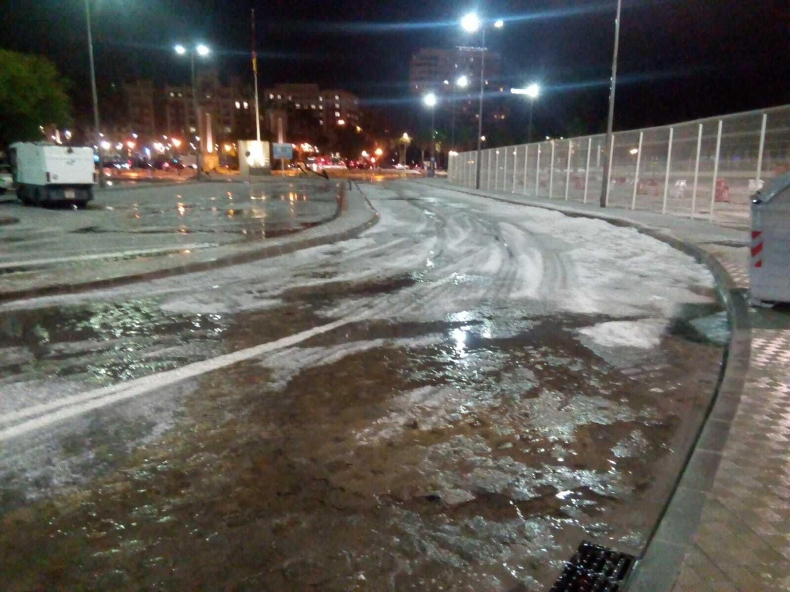 La fuerte granizada en el puerto de Málaga