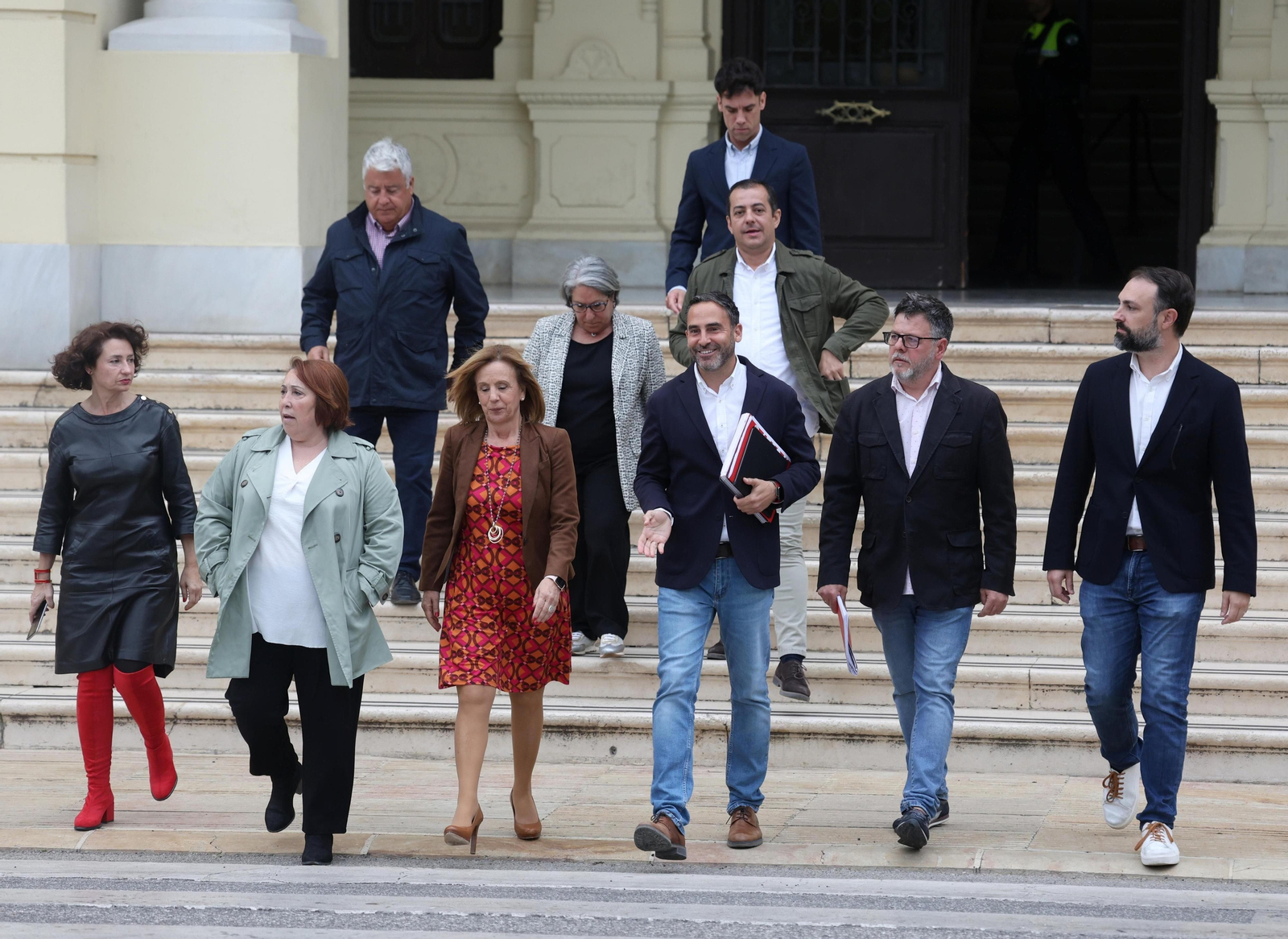 El grupo municipal socialista de Málaga a la salida del Ayuntamiento.