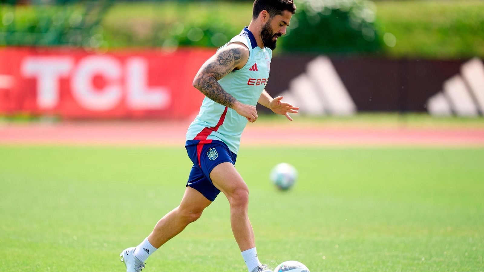 Isco, en el entrenamiento de la selección en Las Rozas.