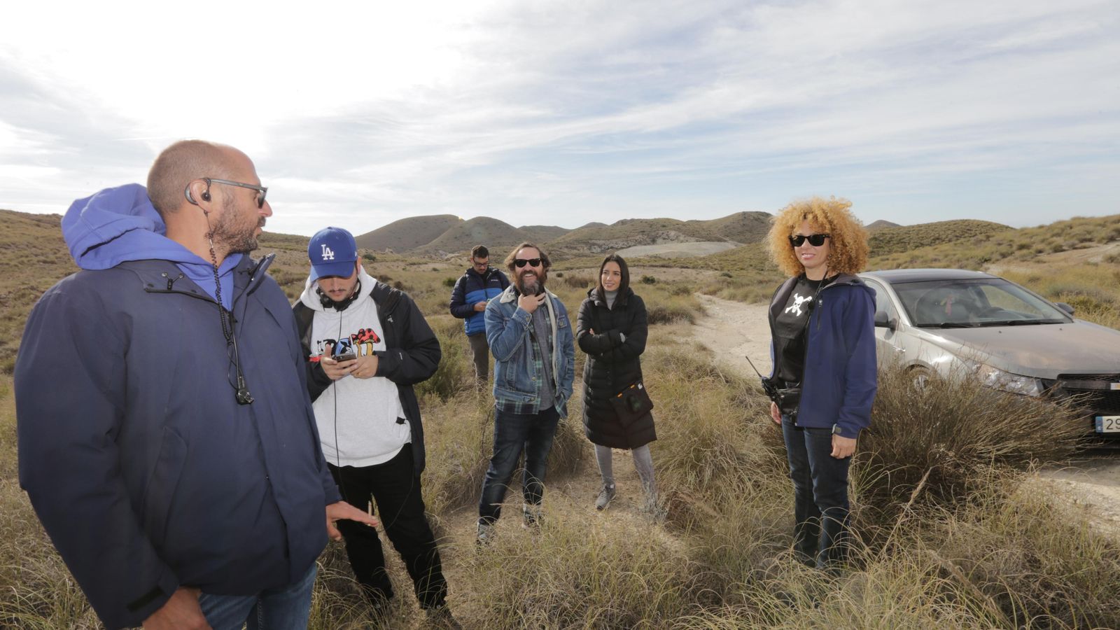 Parte del equipo durante un momento de la grabación