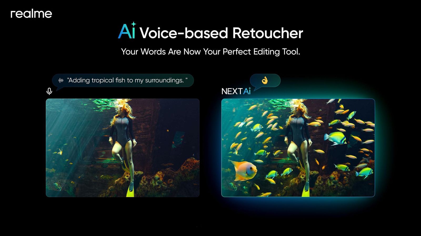 Realme - AI Voice-based Retoucher: permite editar fotos con comandos de voz