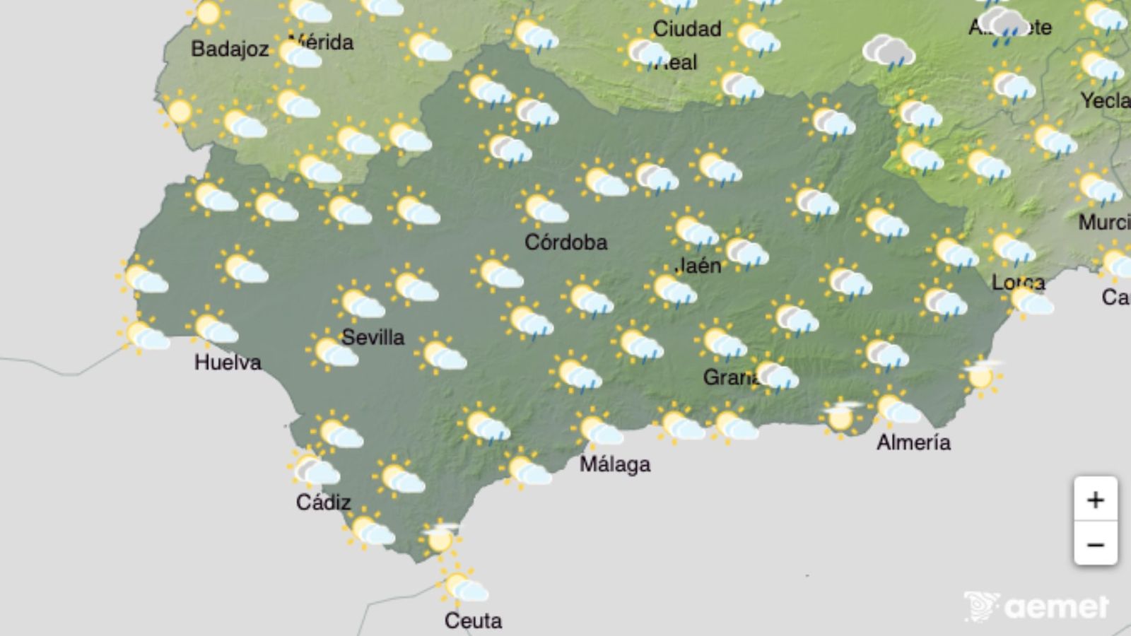 Previsión meteorológica para el domingo 21 de septiembre de 2025 en Andalucía