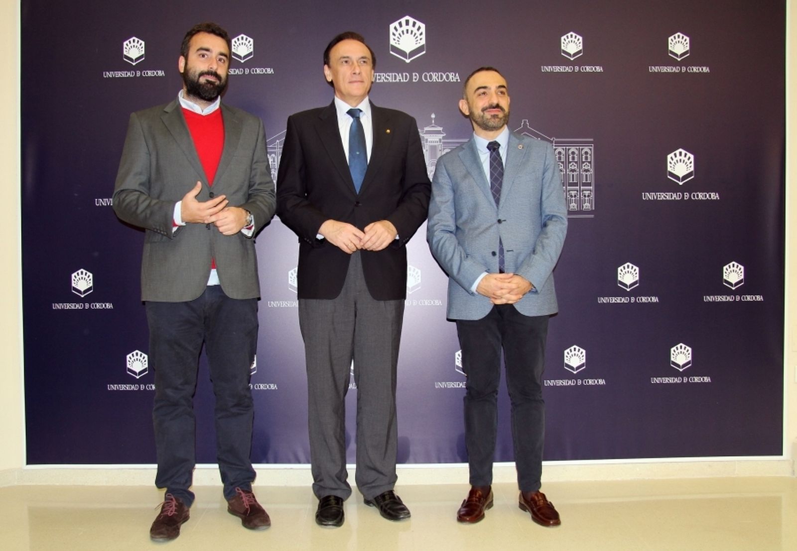 Mayoral, Gómez Villamandos y Zamorano, ayer en el Rectorado