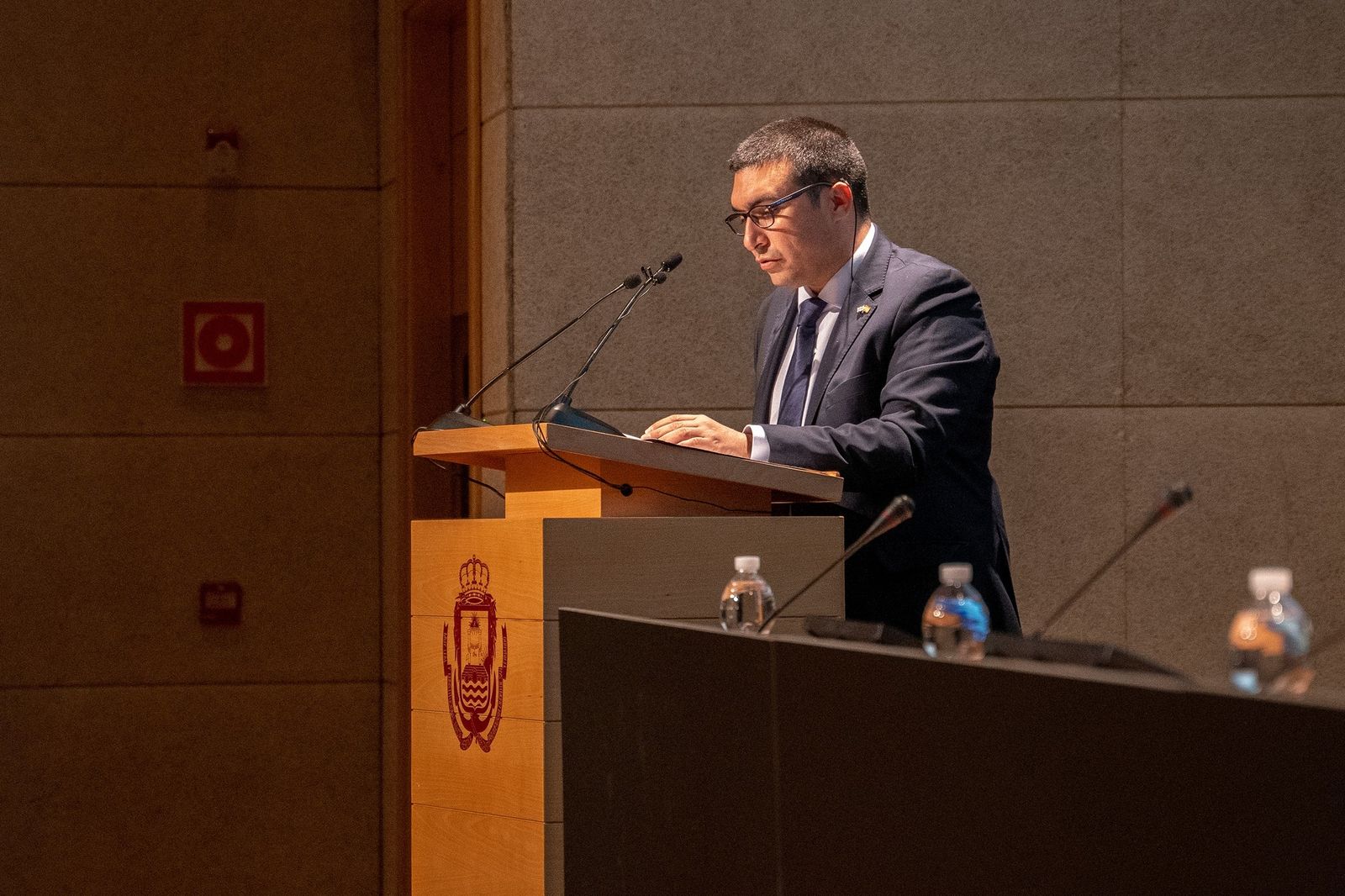 Francisco Glicerio Conde Mora, durante una conferencia en la Academia de San Romualdo.