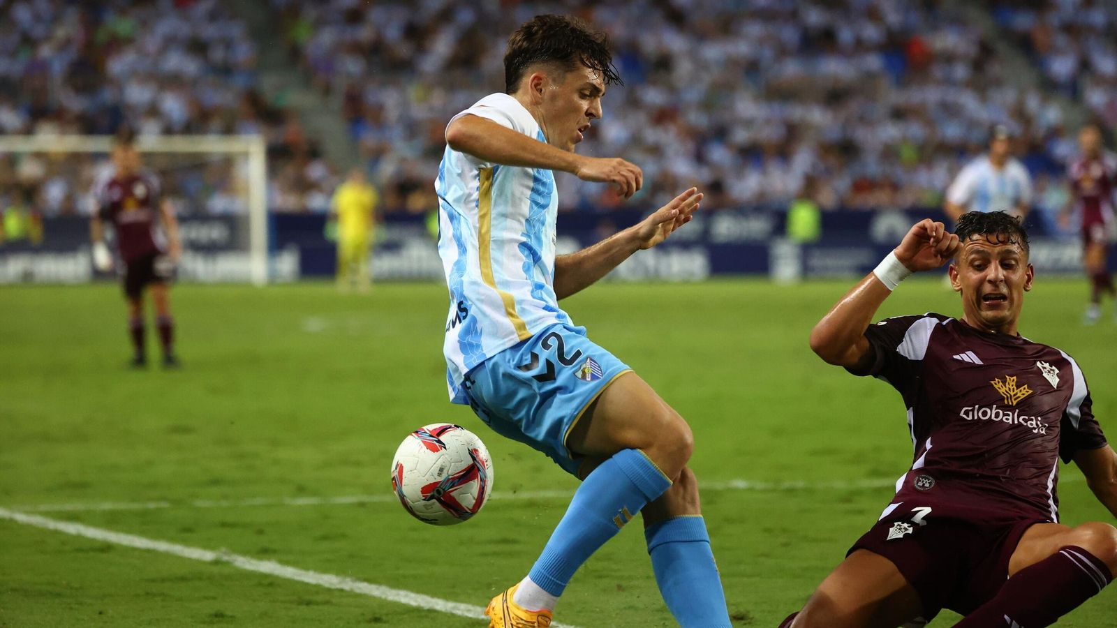 Jokin Gabilondo, ante el Albacete en el penalti que forzó.