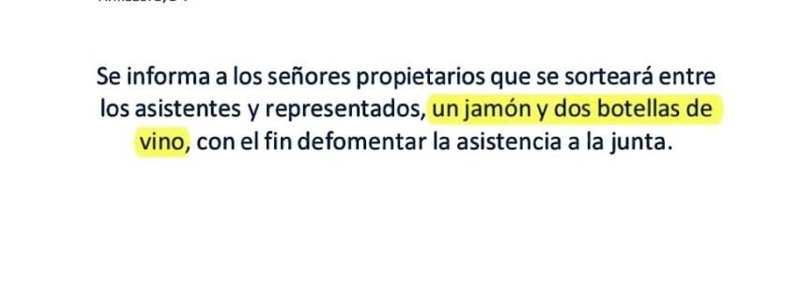 Extracto de la circular emitida a los vecinos.