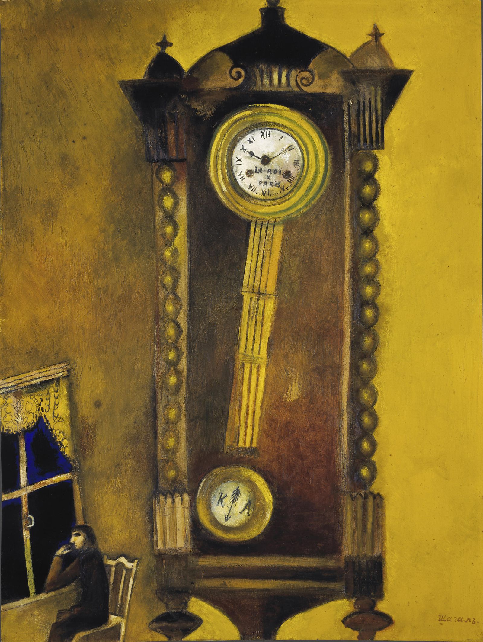 Un detalle de 'El péndulo', donde ya se aprecia el poético tratamiento que Chagall da a la pintura.