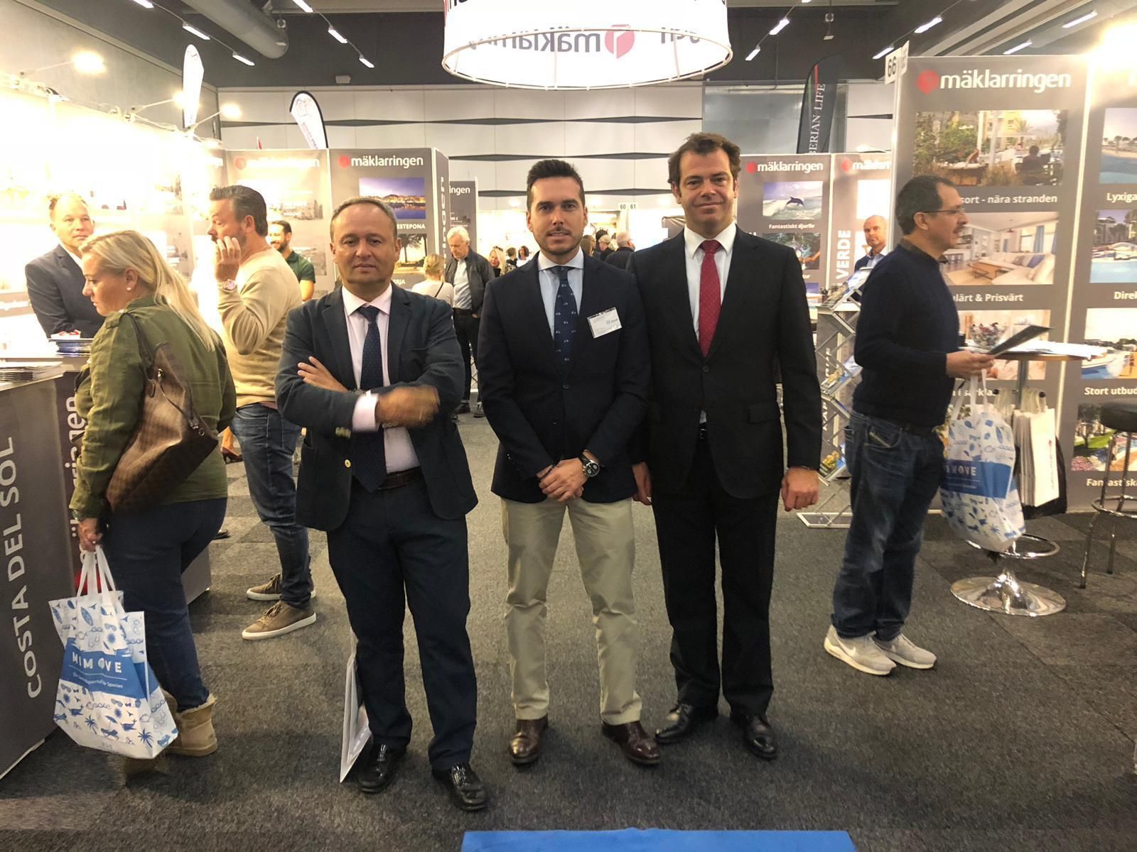 Representantes del Grupo Jove en la feria inmobiliaria de Estocolmo.