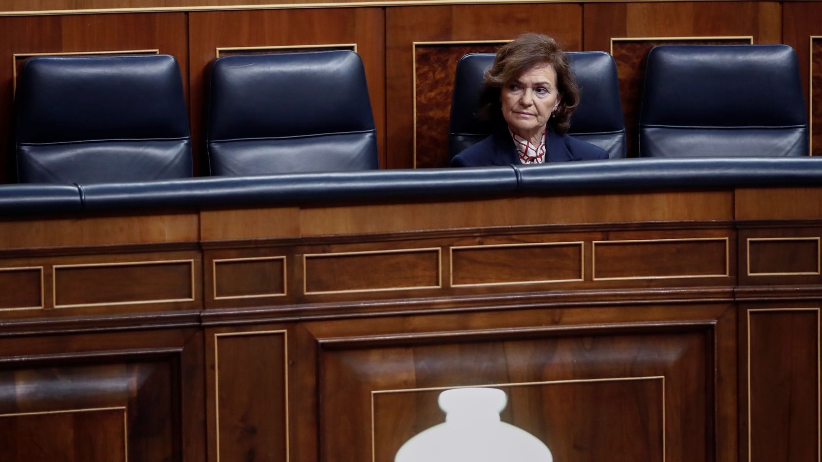 La ministra Carmen Calvo, en su escaño.