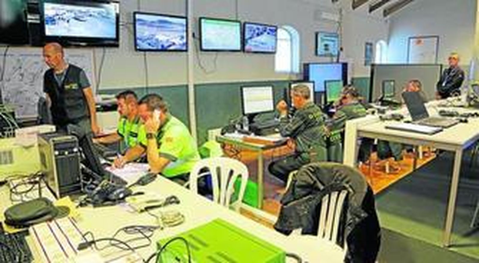 Una imagen del Centro de Coordinación de Operaciones en la mañana de ayer, tras abrirse el dispositivo de seguridad.